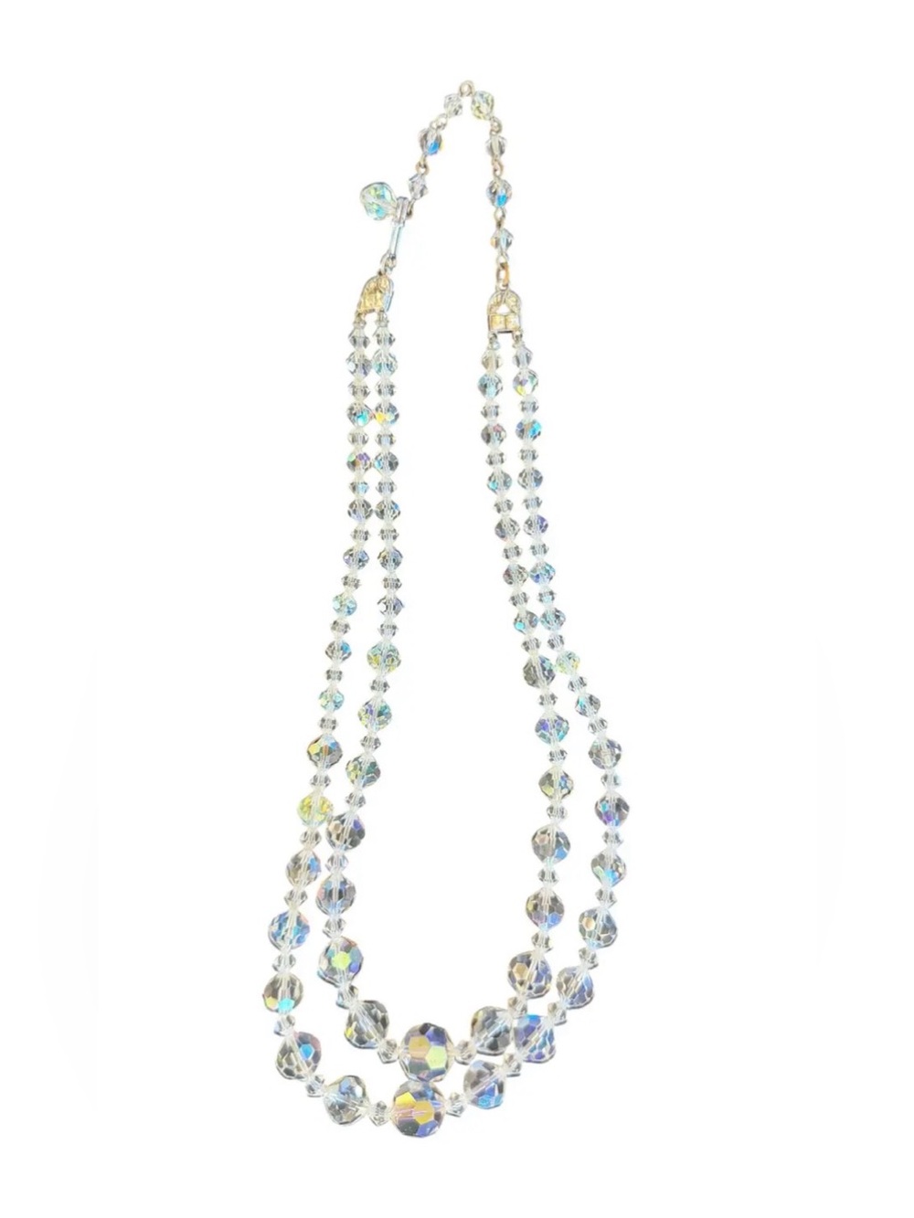 Vintage 1950’s Estate Aurora Borealis Double Strand Necklace